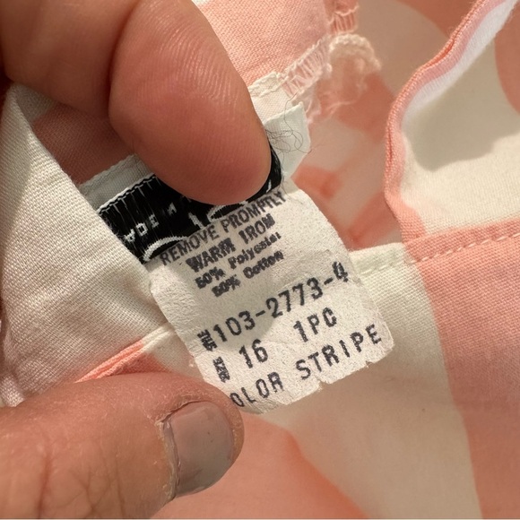 Vintage 60s/70s HHR Pink White Candy Stripe Short Sleeve Midi Dress Size 16 - Picture 6 of 6